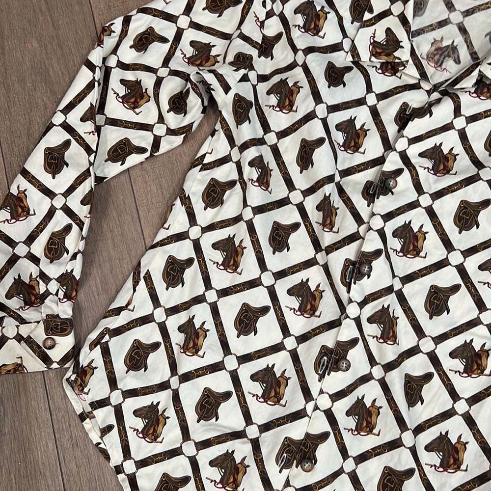 Stylish White and Brown Patterned Women's Top - Picture 5 of 6